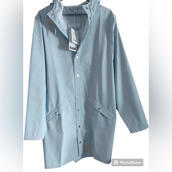 Rain Jacket by RAINS Sz L Light Blue NWT - Picture 4 of 10